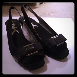 Anne Klein Sport open toe kitten wedges